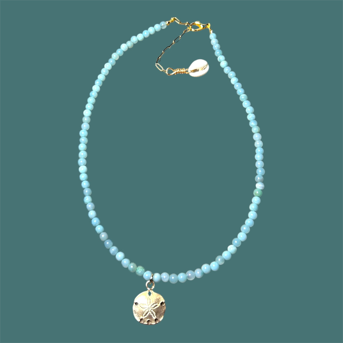 Amazonite Stone + Sand Dollar Necklace