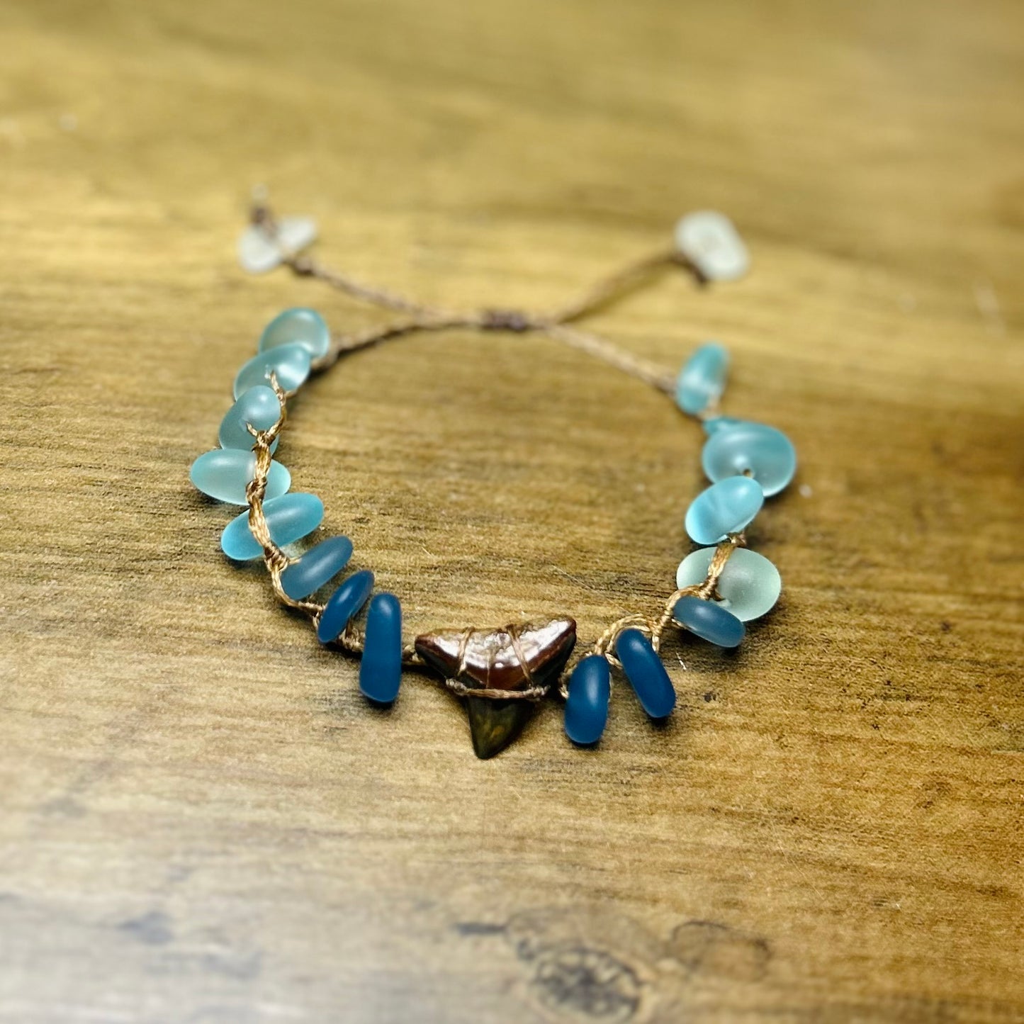 Shark Tooth + Recycled Glass Bracelet