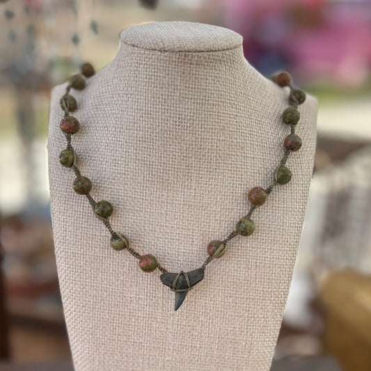 Shark Tooth + Unakite Necklace