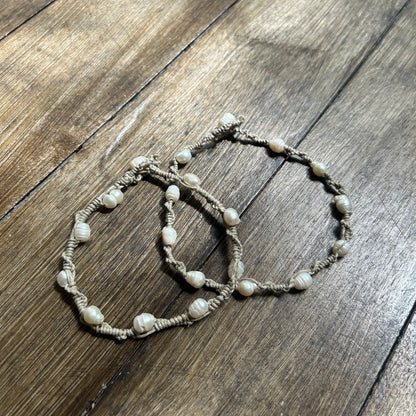 Freshwater Pearl Hemp Twist Anklet