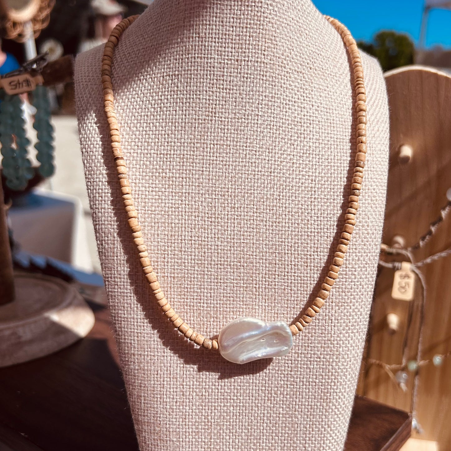 Baroque Freshwater Pearl + Coconut Shell