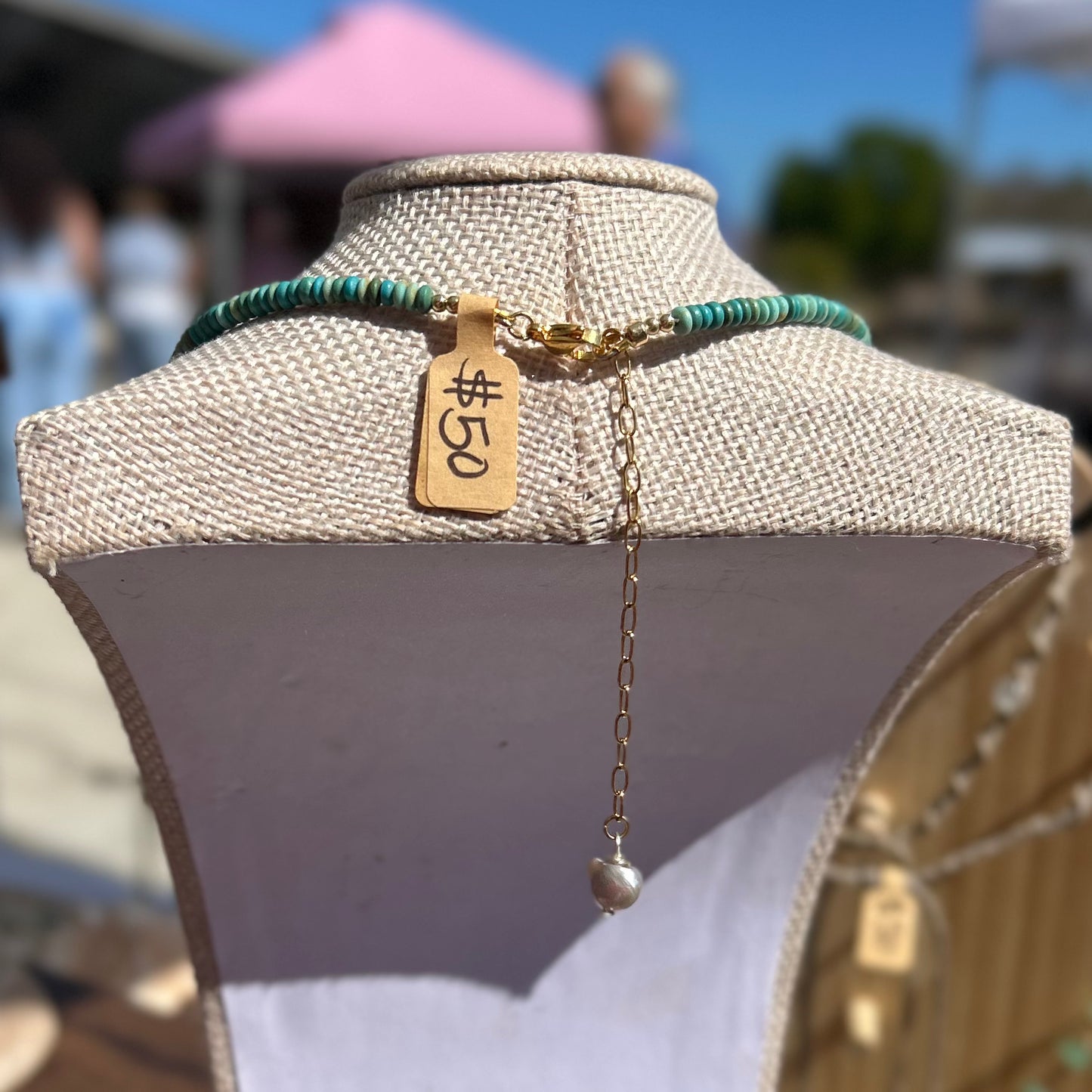 Freshwater Peacock Pearl + Green & Blue Turquoise