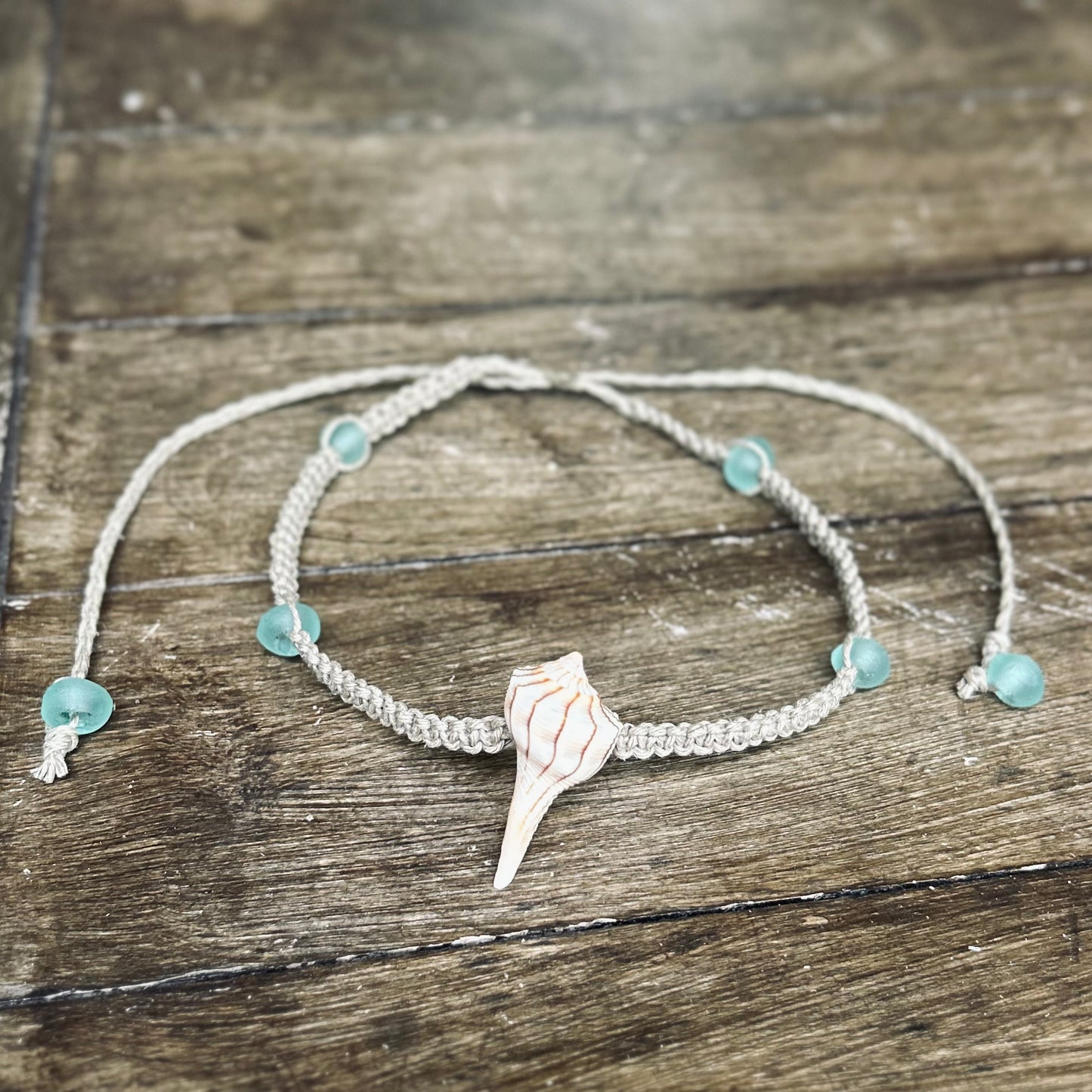 Lightning Whelk + Glass Hemp Choker