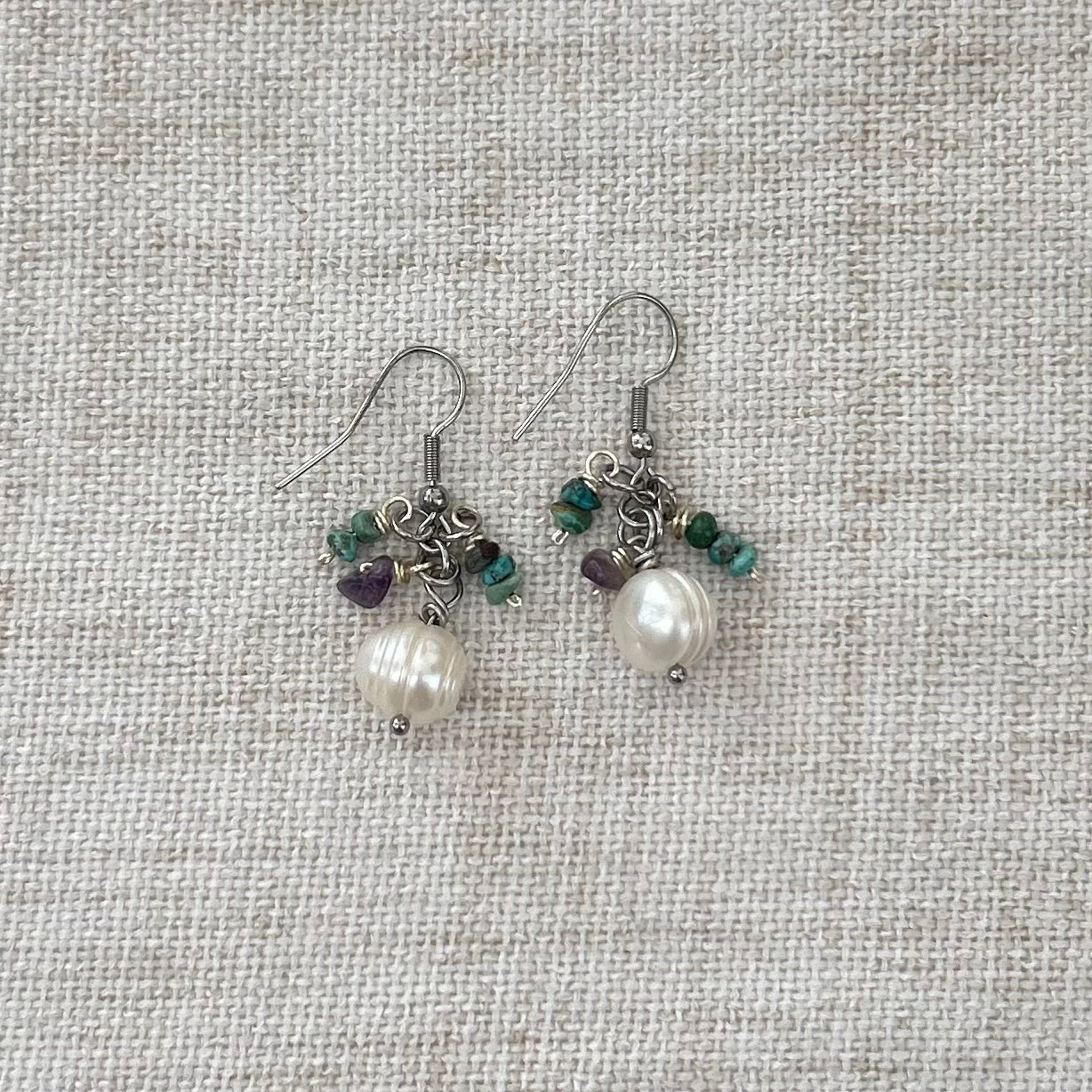 Stone & Freshwater Pearl earrings