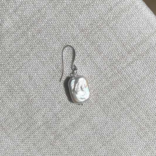 Wide Rectangular Pearl Earrings