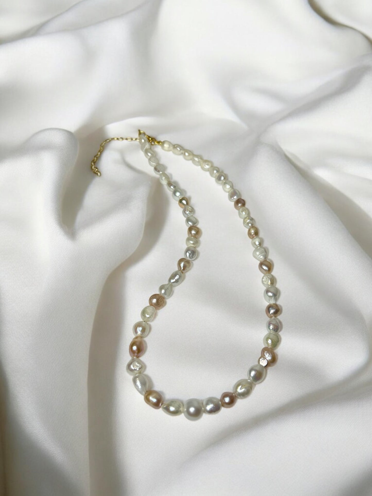 Aphrodite: White & Pink Freshwater Pearl Necklace