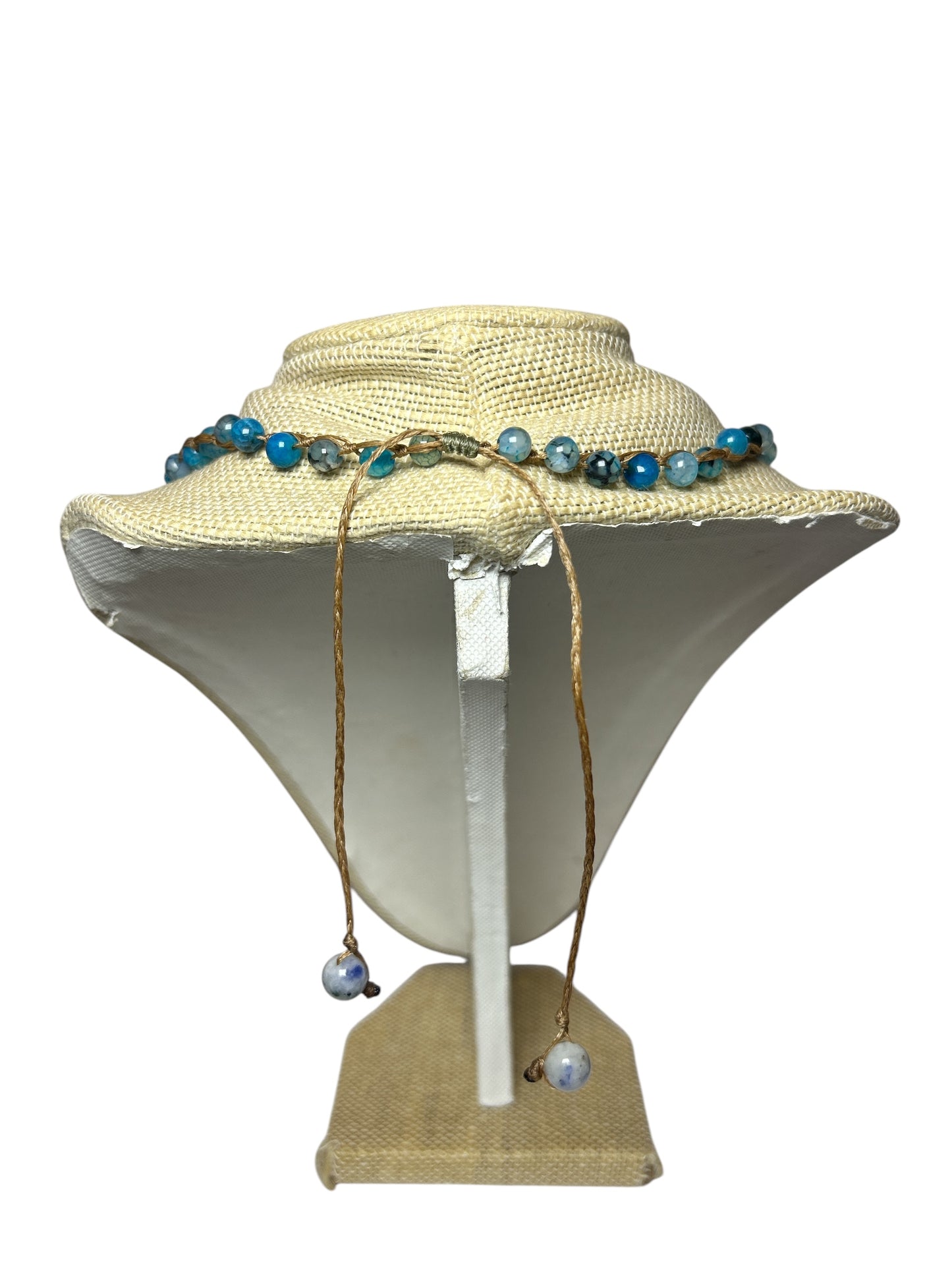 Macrame Choker: Shark Tooth+Blue Agate