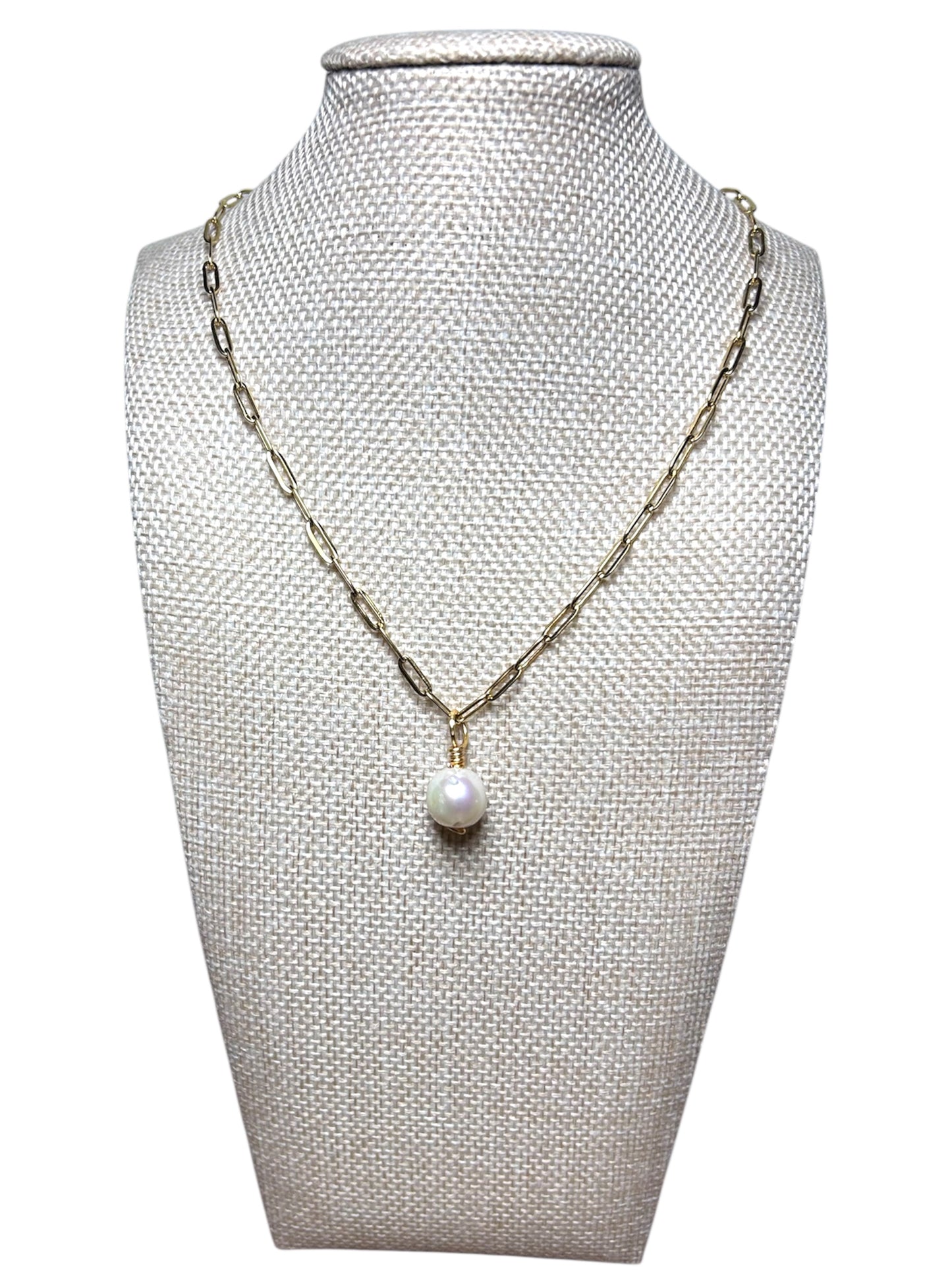 Baroque Freshwater Pearl Paperclip Link Necklace (18”)