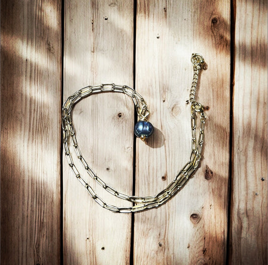 Baroque Freshwater Pearl Paperclip Link Necklace (18”)