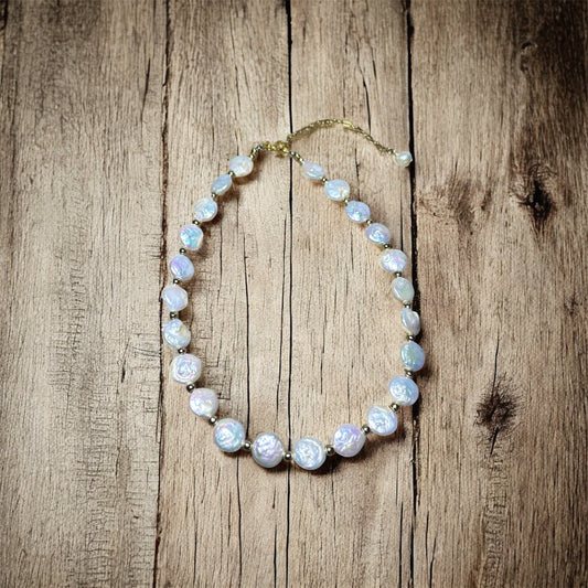 Aphrodite Collection: Freshwater Pearl Coin Necklace