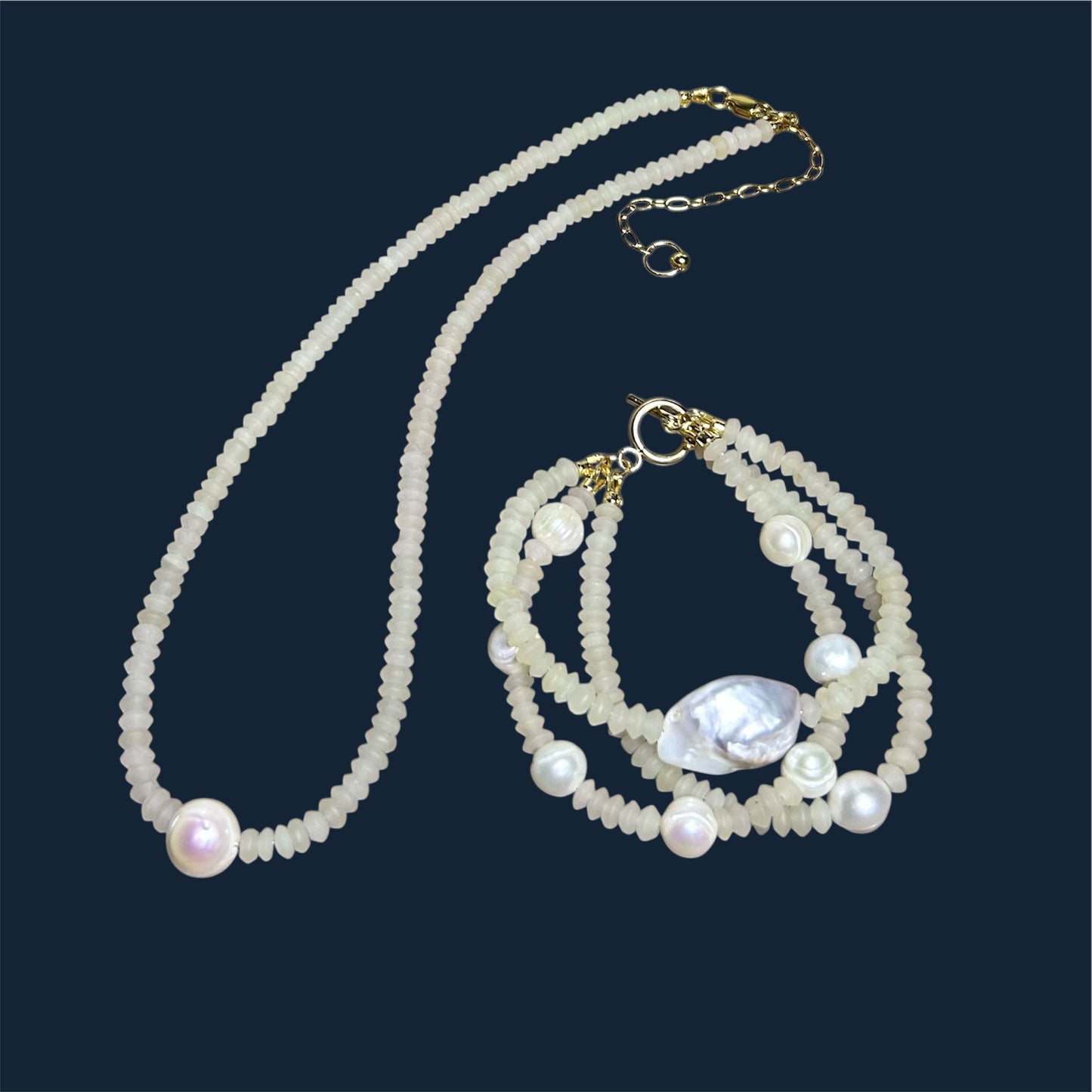 Milky Jade Pearl Bracelet