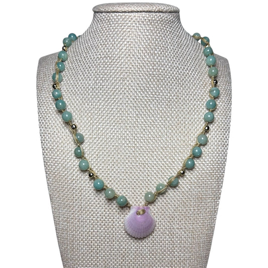 Amazonite Scallop Shell Necklace