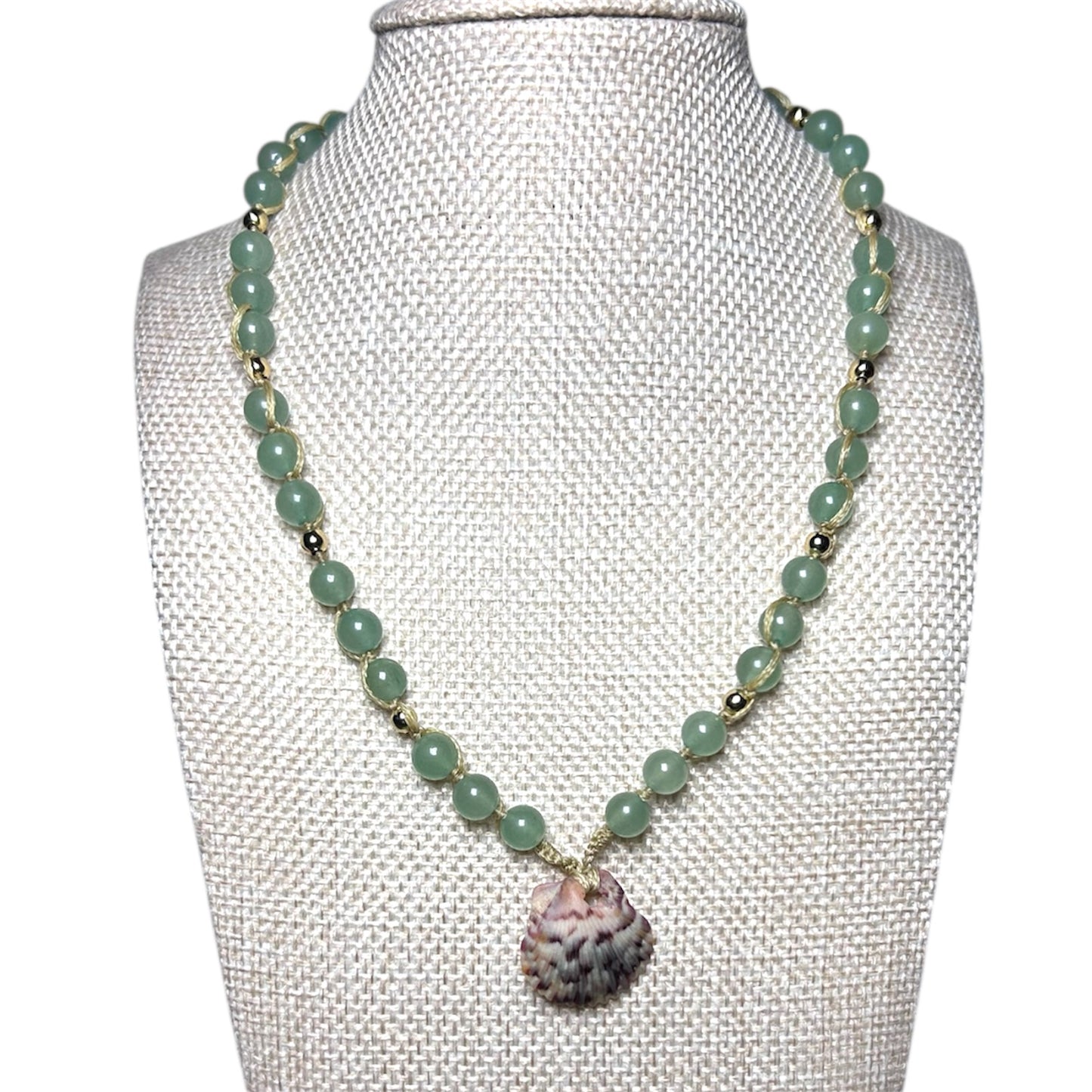 Green Aventurine Scallop Shell Necklace