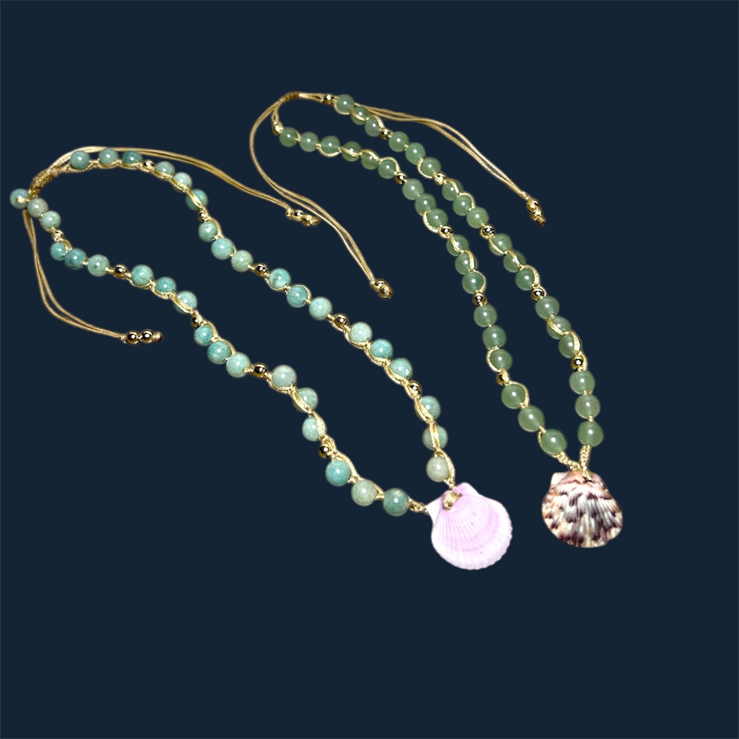 Green Aventurine Scallop Shell Necklace