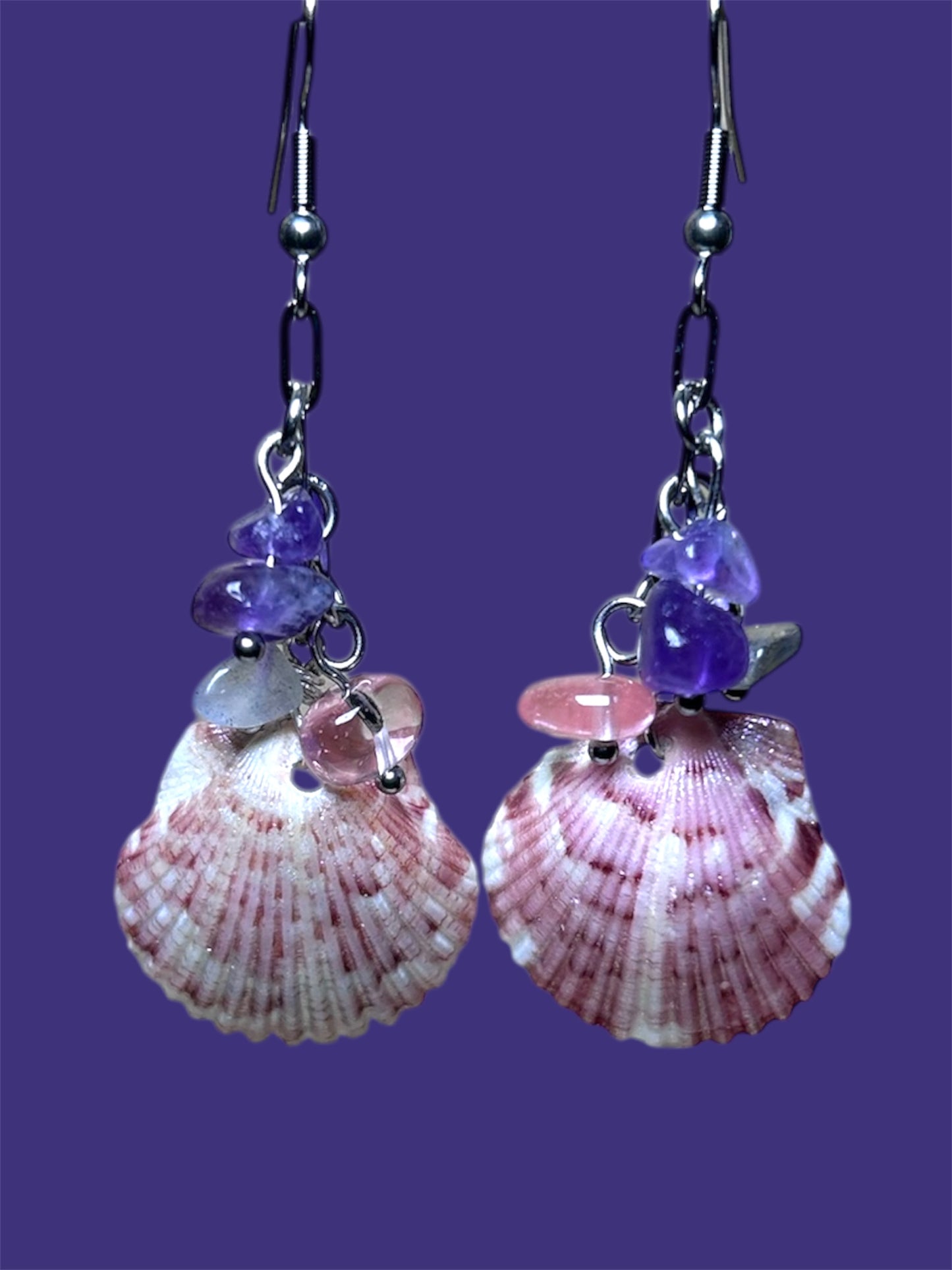 Scallop Shell and Stone Earring