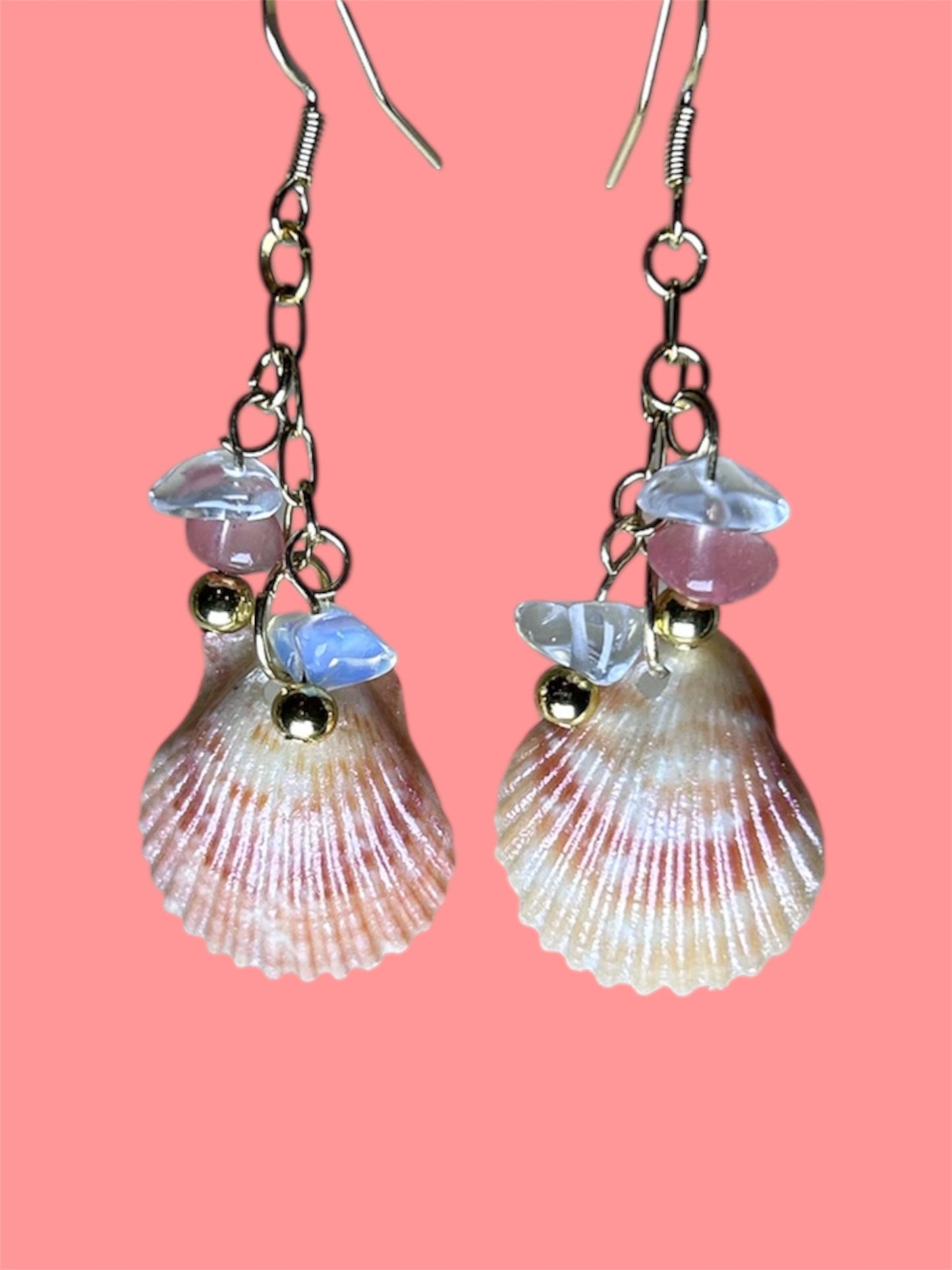 Scallop Shell and Stone Earring