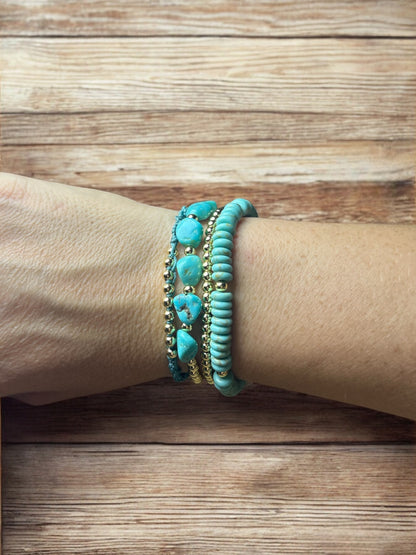 Turquoise & Gold Stack (set of 4)