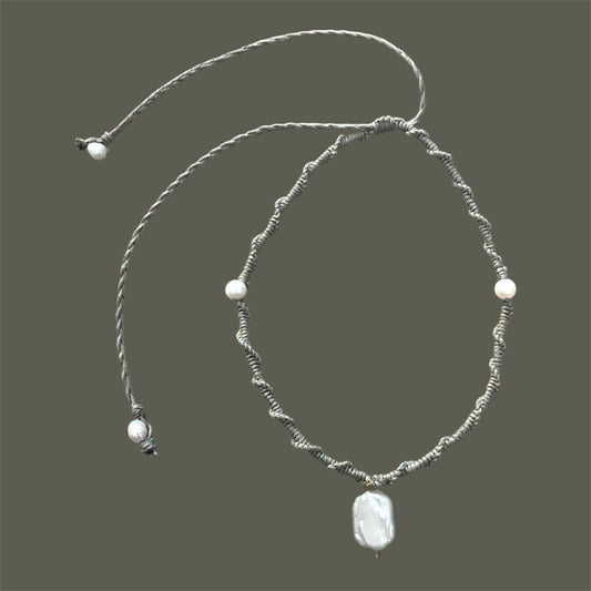 Baroque Freshwater Pearl + Hemp Choker