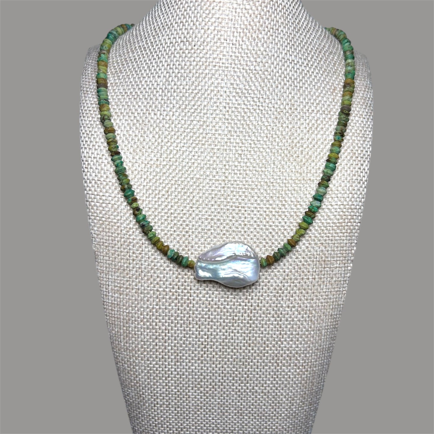 Baroque Freshwater Pearl + African Turquoise