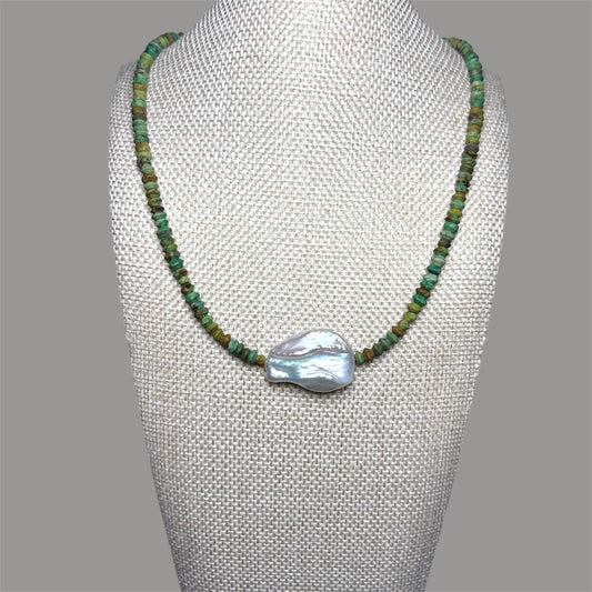 Baroque Freshwater Pearl + African Turquoise