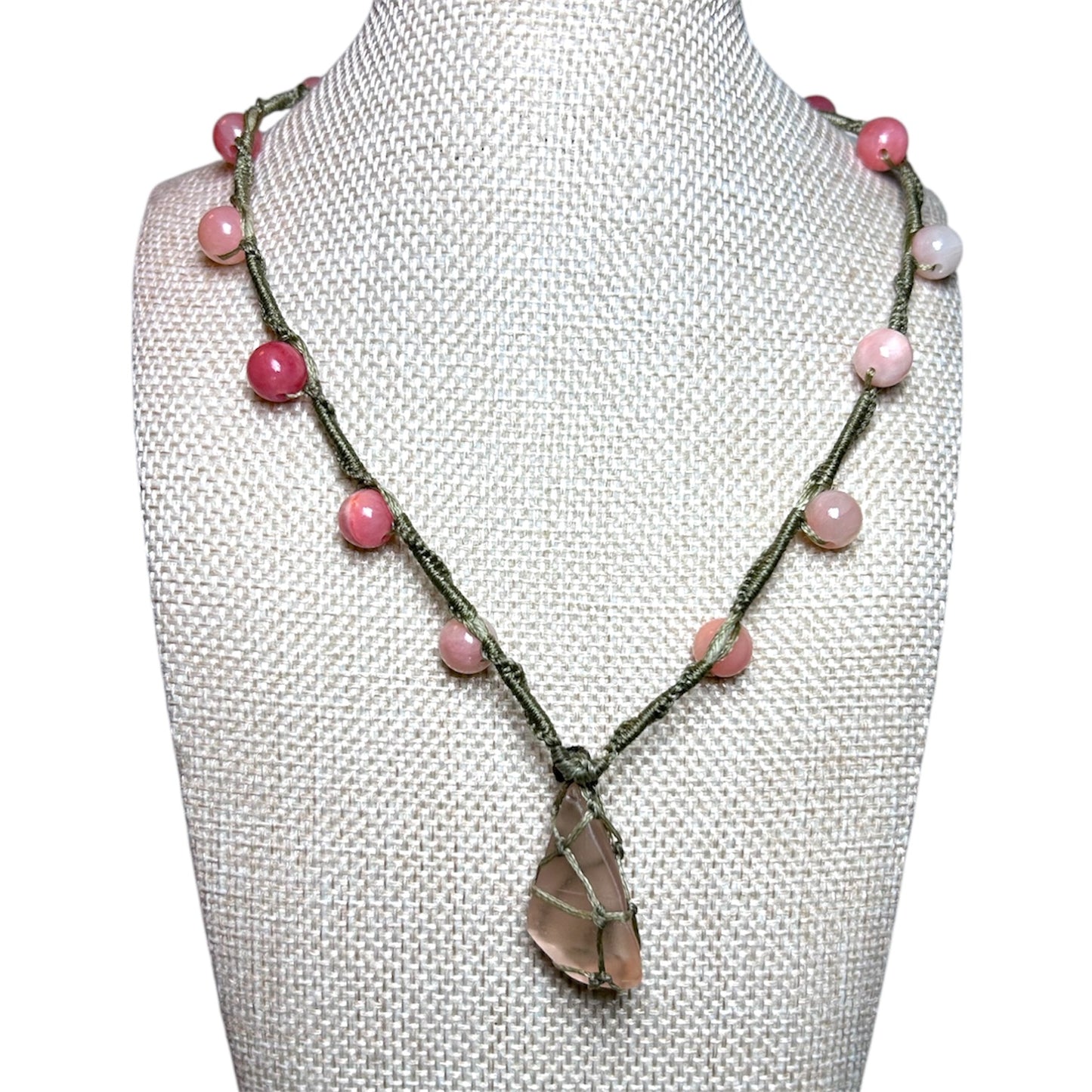 Sea Glass + Pink & White Jade