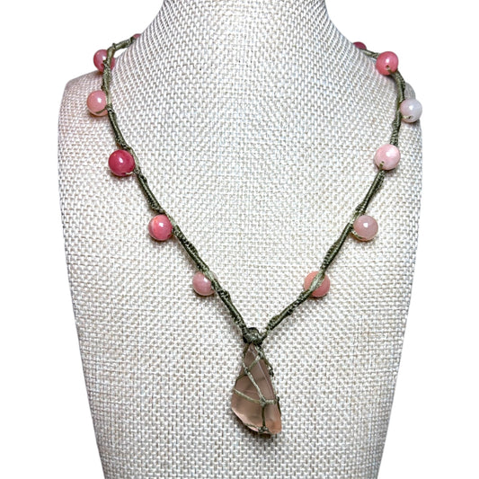 Sea Glass + Pink & White Jade