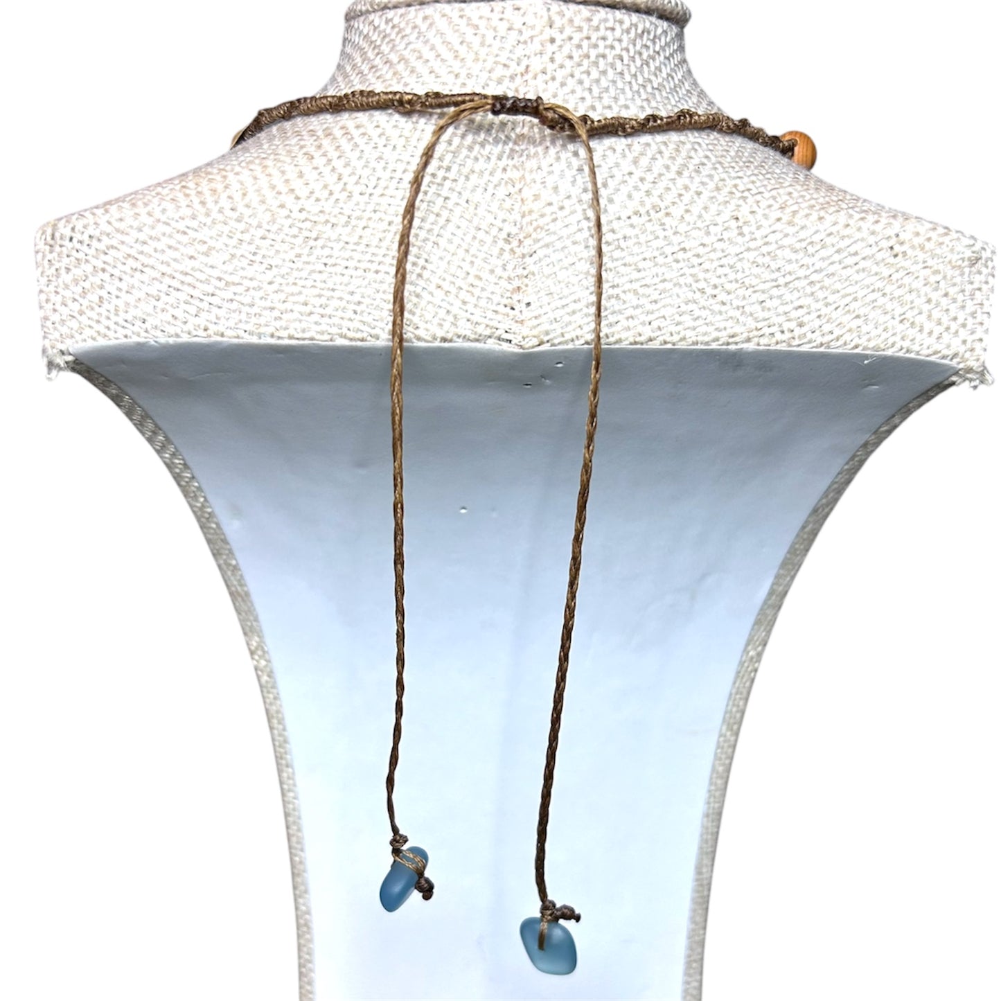 Wrapped Sea Glass + Leather + Peacock Pearl Necklace