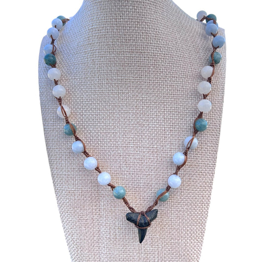 Shark Tooth + Stone Necklace