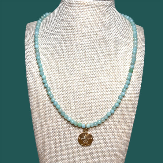 Amazonite Stone + Sand Dollar Necklace