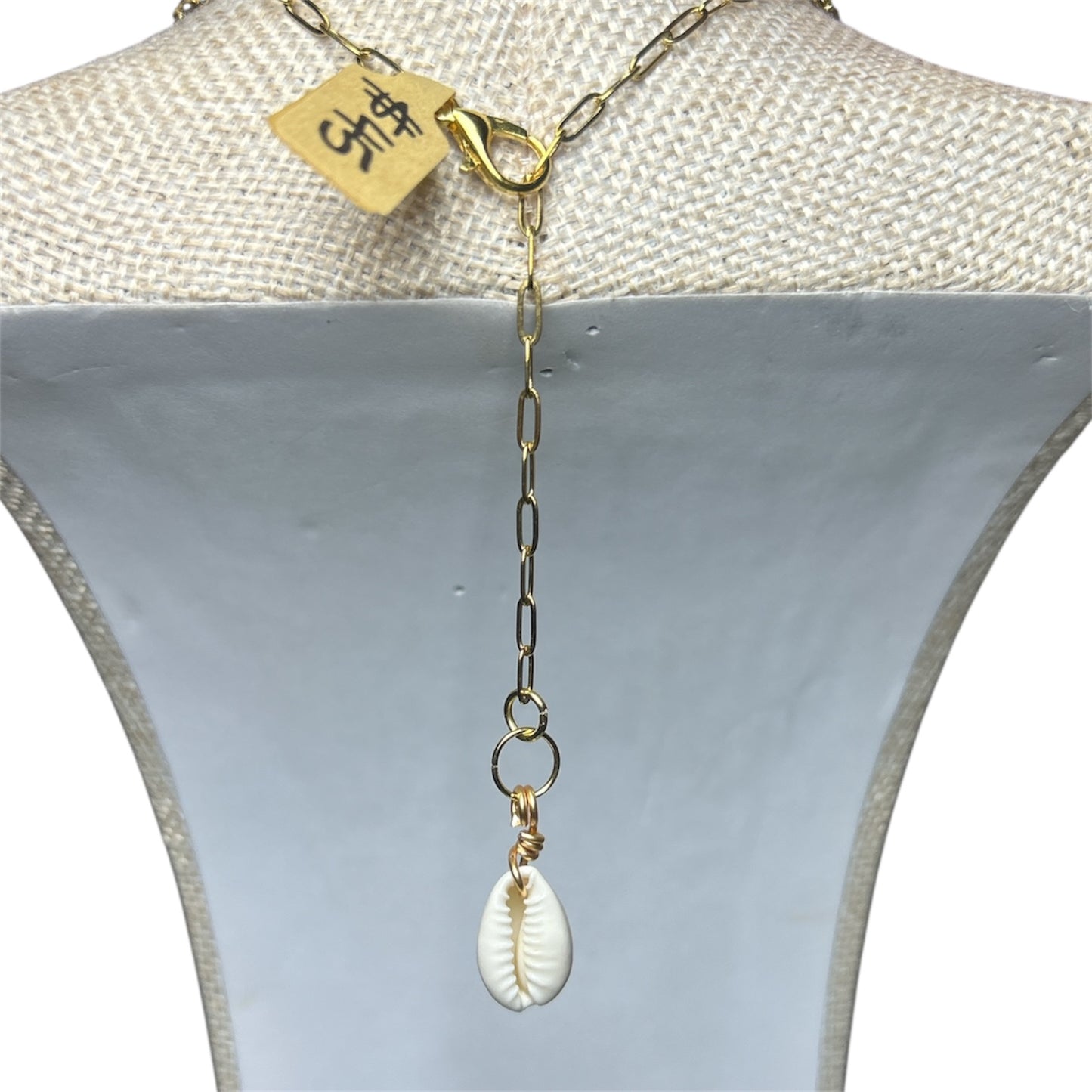 Shark Tooth + Gold Paperclip Chain Necklace