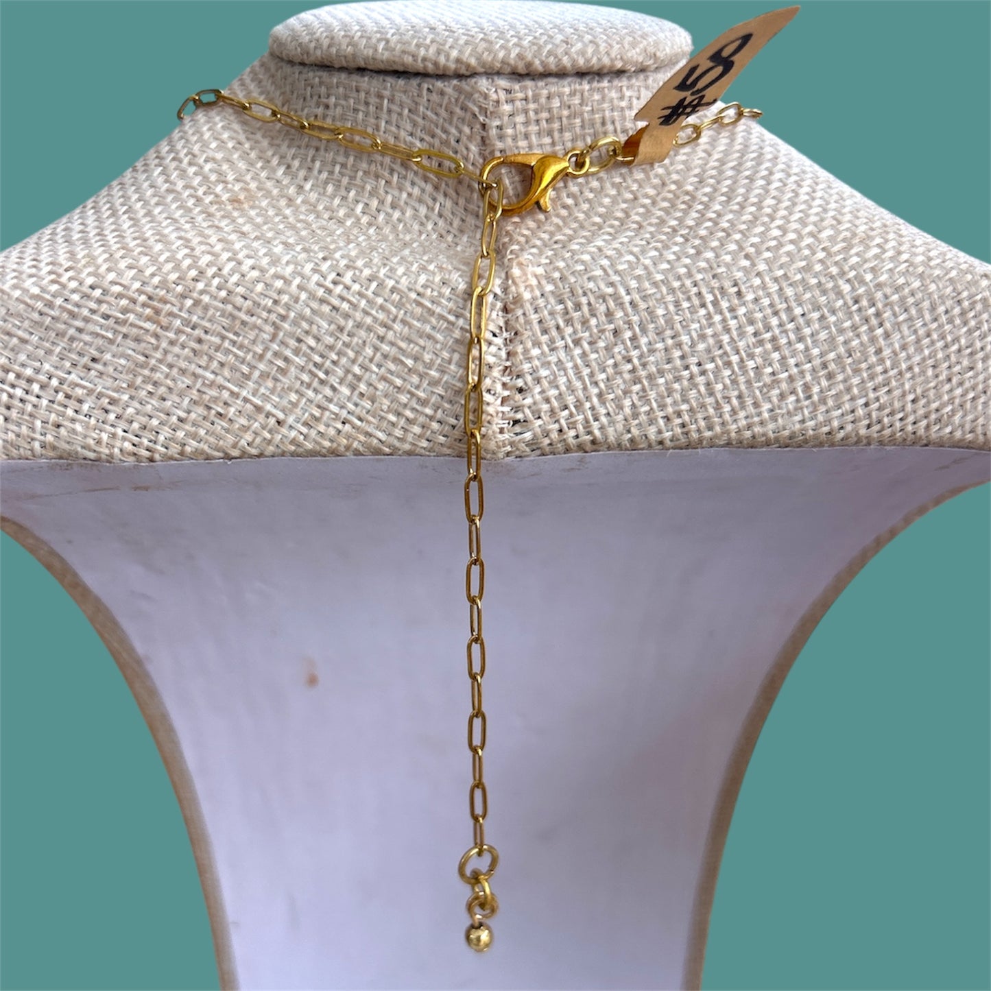 Shark Tooth + Sea Glass + Gold Paperclip Chain Necklace