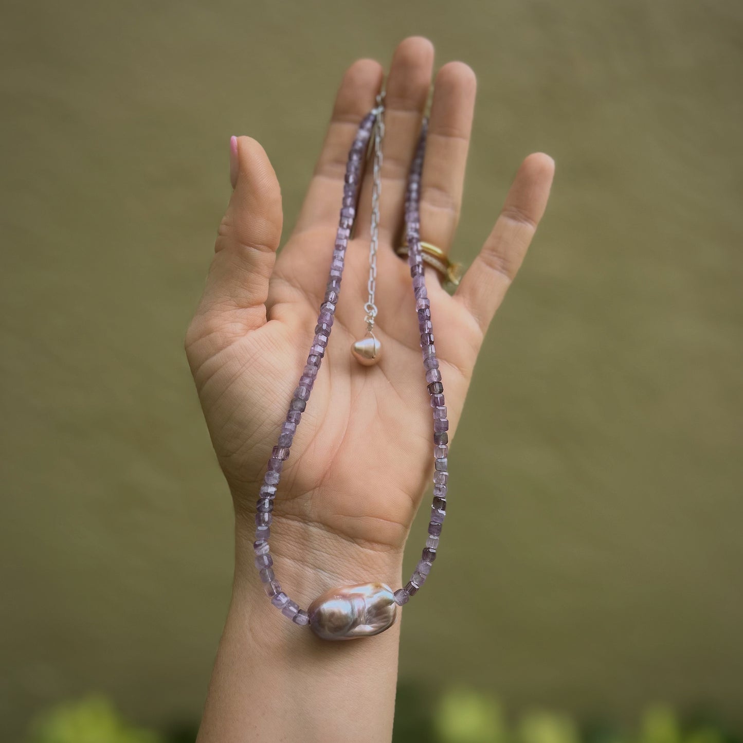 Faceted Amethyst + Baroque Lavender Freshwater Pearl