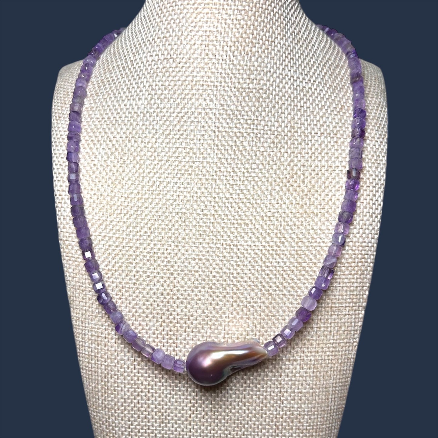 Faceted Amethyst + Baroque Lavender Freshwater Pearl
