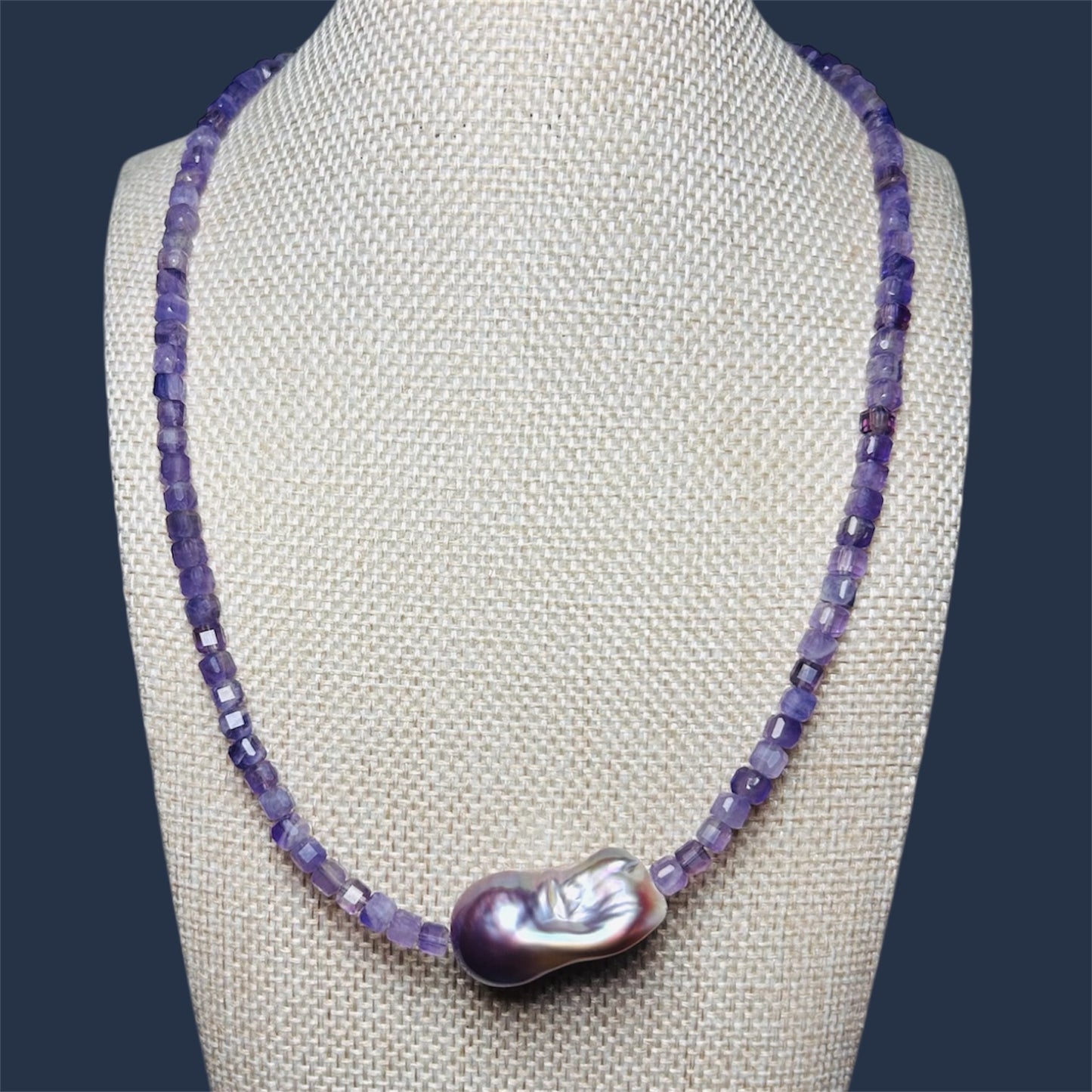 Faceted Amethyst + Baroque Lavender Freshwater Pearl
