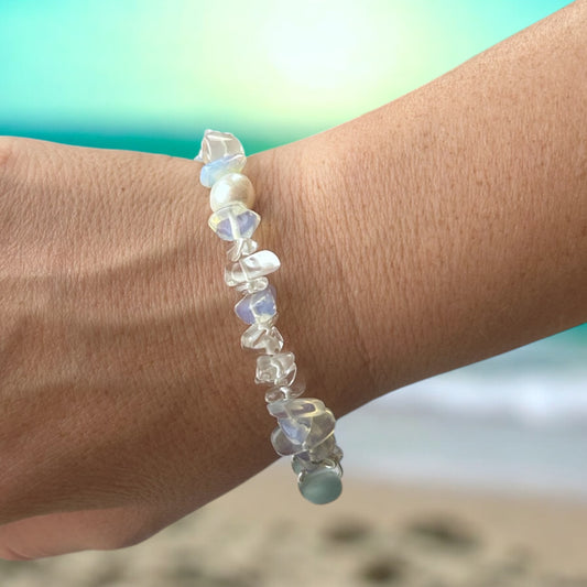 Opal, Pearl & Seaglass Bracelet