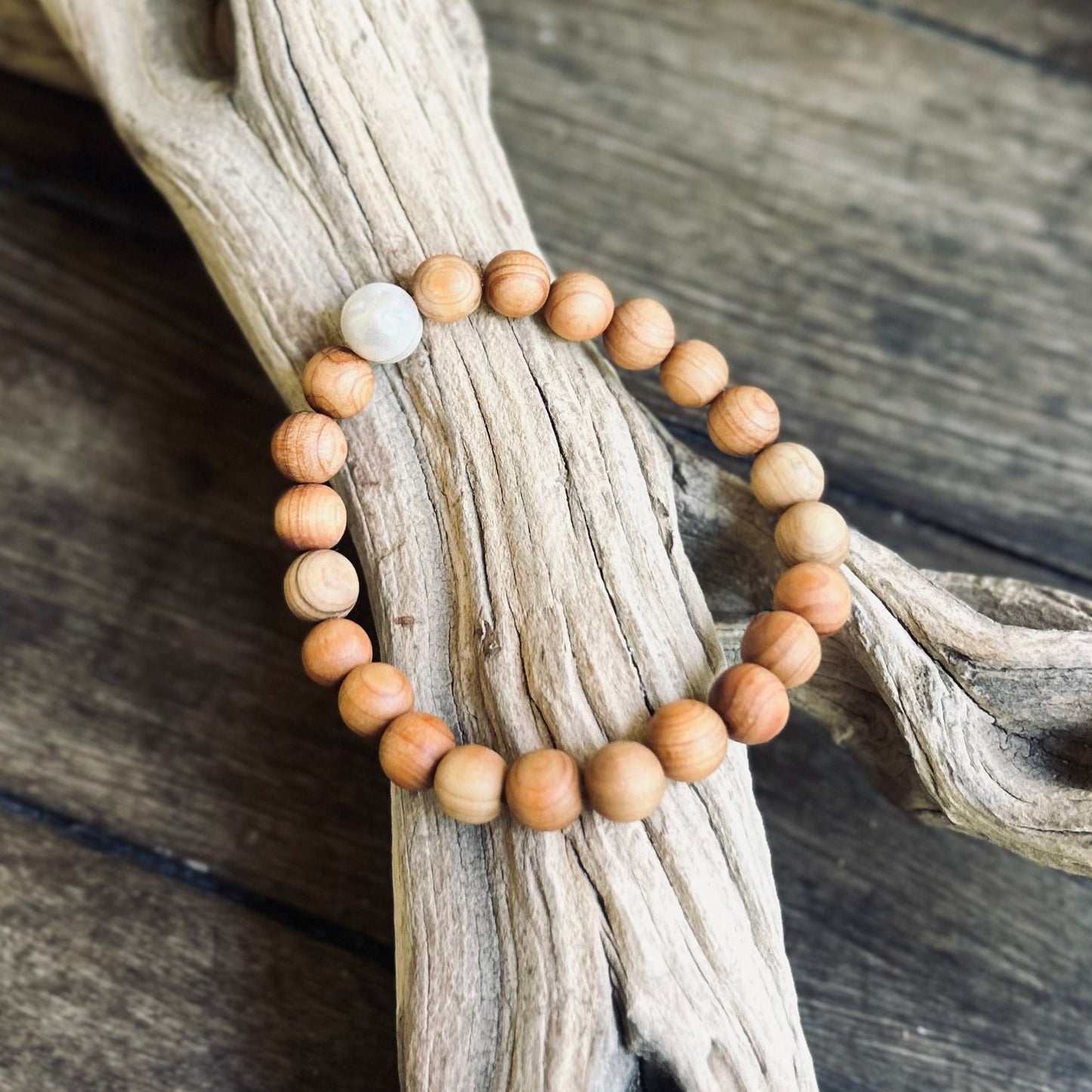 Solid Wood Freshwater Pearl Bracelet