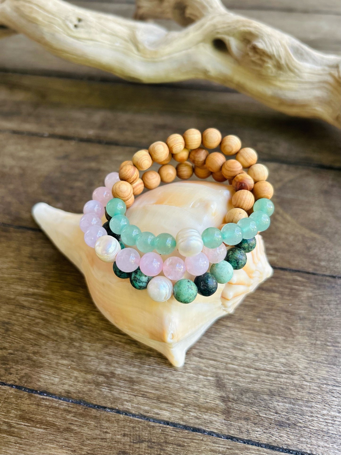 Solid Wood Freshwater Pearl Bracelet