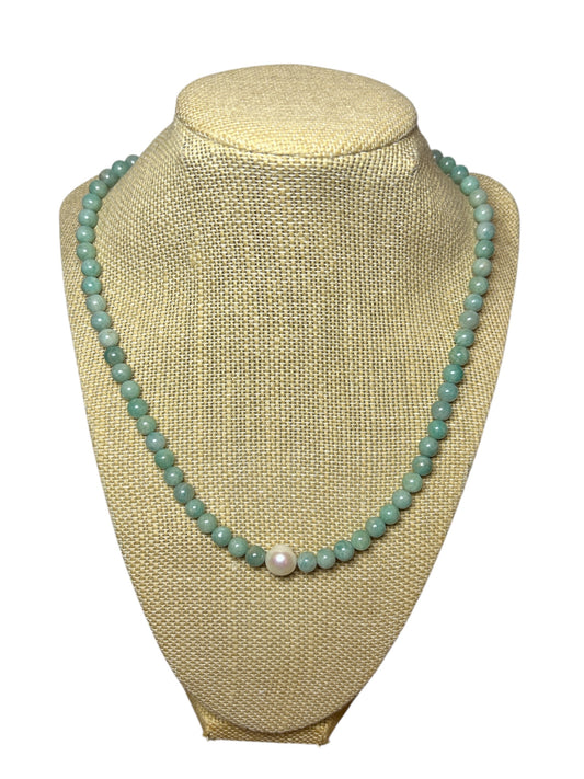 Aphrodite: Amazonite+Freshwater Pearl Necklace
