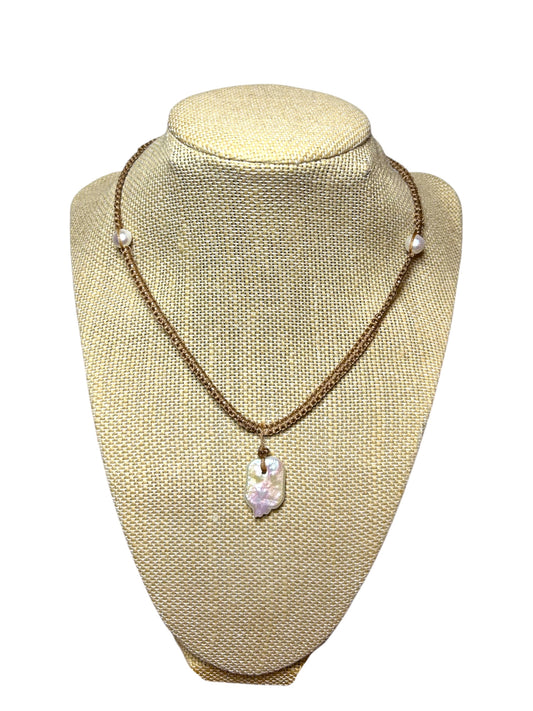 Macrame Choker: Baroque Freshwater Pearl Pendant
