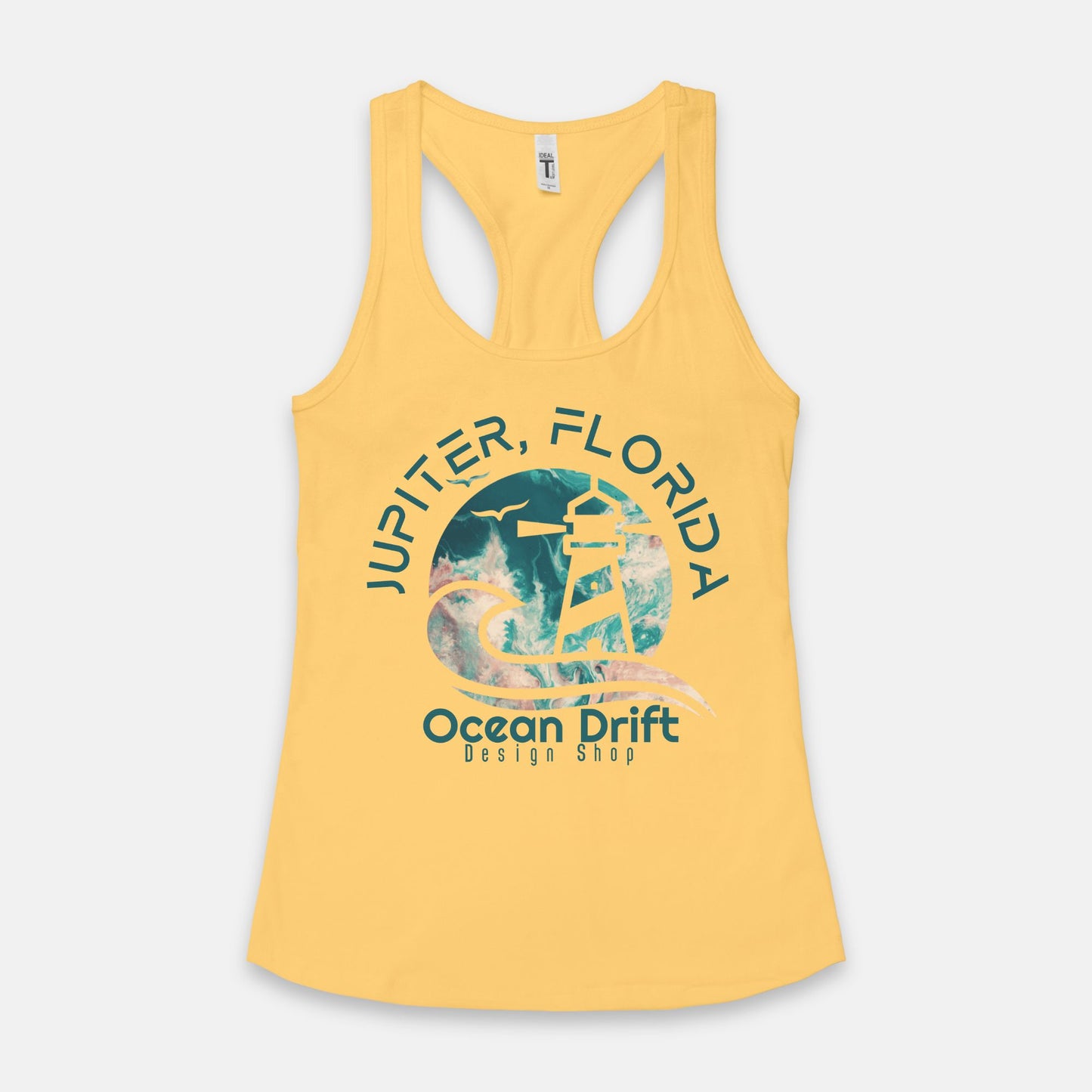 Ocean Drift Tank Top. (Teal & Pink Logo)(Full Length)