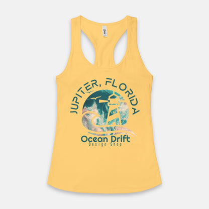 Ocean Drift Tank Top. (Teal & Pink Logo)(Full Length)