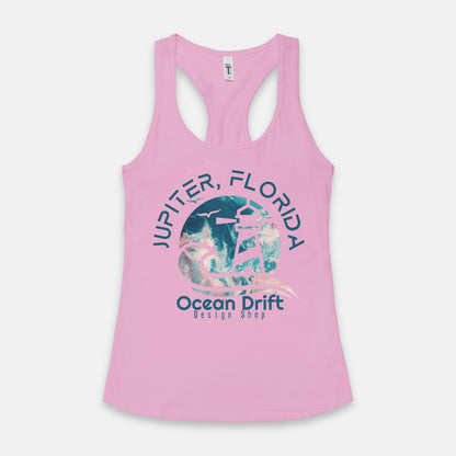 Ocean Drift Tank Top. (Teal & Pink Logo)(Full Length)